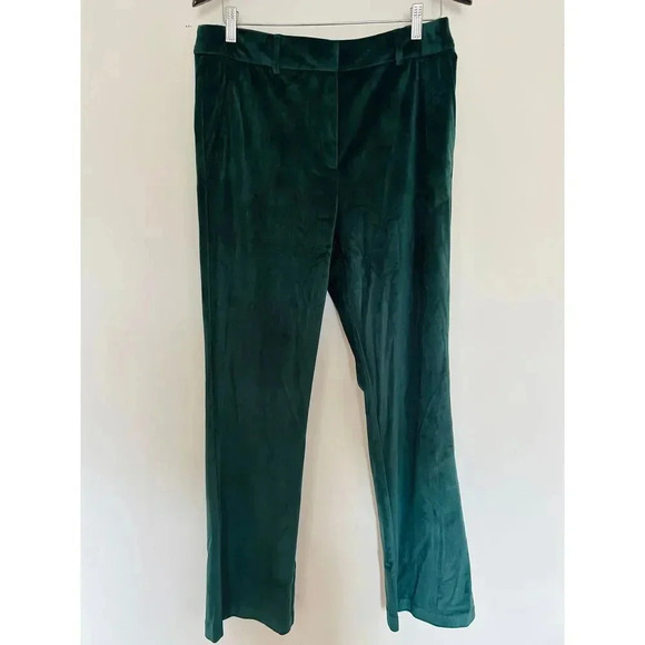 Maison d'Amélie Emerald Green Velvet Dress Pants Straight Leg Holiday Size 10 - Picture 1 of 7